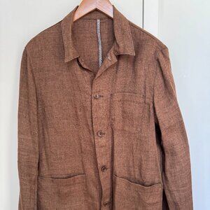 Epaulet Doyle in Tonal Herringbone Tobacco Italian Linen